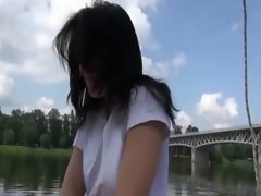 Fresh face amateur babe receives money for a point of view boat fucking