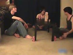 Great attractive gay raunchy teens having a game party gay sex