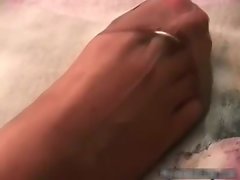 Thrilling blond attractive chick smoking