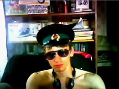 seductive russian sergeant demonstrates his pecker and jerks