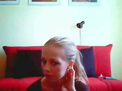 Sensual blond sassy teen pleasing herself