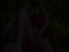 Glass toy in her girly cunt in forest