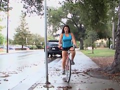 Sexual cyclist gets a pussyful of black penis