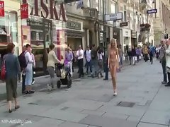 Perfect tempting blonde luscious teen mina naked on public streets