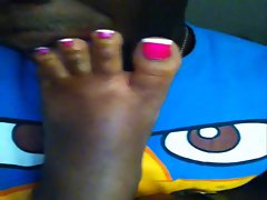 Slutty ebony Toes Getting Stroked