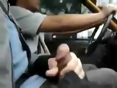 Taxi wank and cum