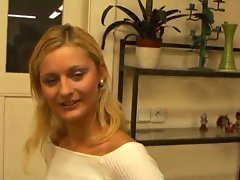 Fellatio tempting blonde does a tasty petite striptease