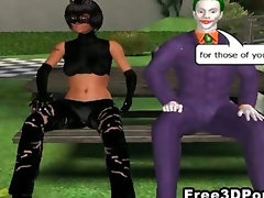 Two 3D cartoon superheros get banged by the joker