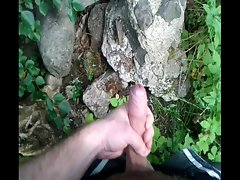 Jerking off behind trees after feel ladies naughty ass on underground