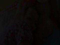 coed in shoes rubbing the clit on a bed