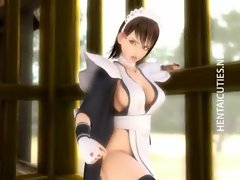 Kinky 3D hentai maid fellatio prick