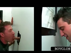 Dick sucking on gloryhole with sinful gay