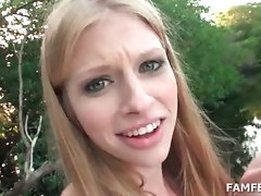 Beautiful sex doll demonstrates tinny hooters outdoor