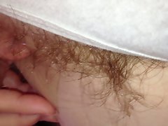 long pubes escaping from her white pantys,