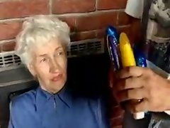 Hirsute Granny with rubber toys