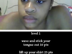 Lewd lustful ebony plays dare game on omegle