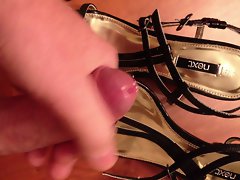 using wife&#039;s shoes watching filthy slutty chicks masturbate