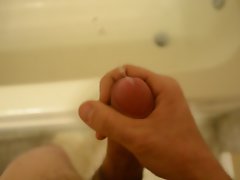 Jack off in the shower. Filthy cum. huge white cock. cumshot