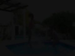 enchanting pool masturbation of friends