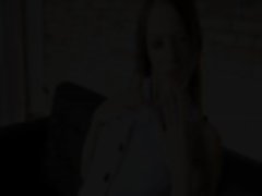 Rubbing her ultra gaunt vulva