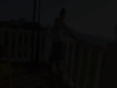 Graceful barely legal teen toying cunt on the balcony