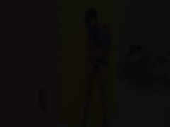 Dark haired glamour in heels rubbing a clit