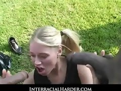 Tough tempting blonde twat grinded by big black monster phallus 19