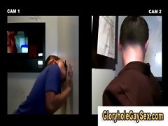 Stupid straight chap gets gay gloryhole cock sucking