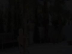 Great flexi slim lass peeing outdoors