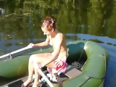 Amateur american Natasha in the boat