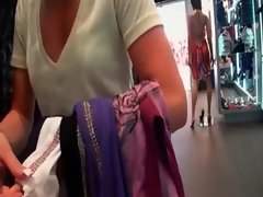 Amateur vixen demonstrates her lewd assets in public