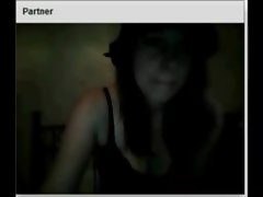 Chatroulette teenager strips and plays with her snatch