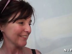 Sextape of a french aged getting a black pecker in her bum