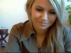 Light-haired Demonstrates Flashes On Webcam