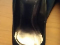 Cumming again on ebony high heels