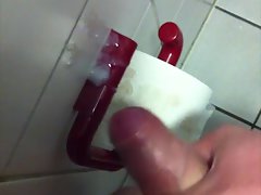 Chronic Masturbator Jerking On a Public toilet Paper