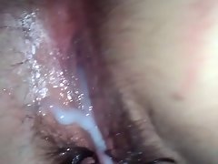 Creampie in bushy snatch