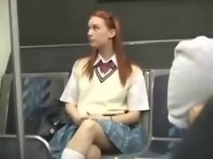 Redhead chick BUS seduction