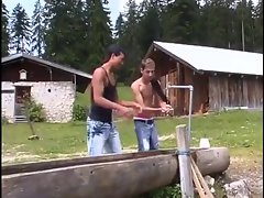 Twink bum covered with cum