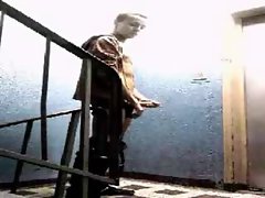 Jerk off on the stairs