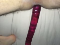 Fake penis in my bum waiting her