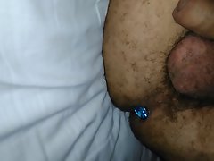 Soft phallus jewel plug very hairy legs butt hole