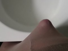 Maternity pantyhose 15den grey with cum in sink part 1 of 2