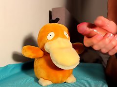 Plush Psyduck face cumshot