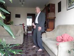 Dapper older man with extremely huge shaft