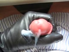 Gloved Handjob with cum