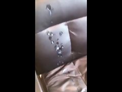 Two New Cumshots on My Leather Chair