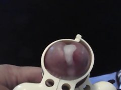 Vibrating dick ring hands free electro cum orgasm