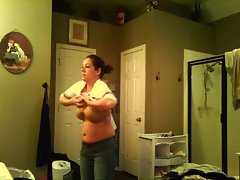 Ex Girlfriend with Large melons voyeured while changing...