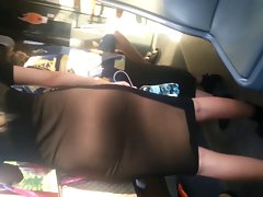 spy sensual blondie long skirt and butt in bus romanian